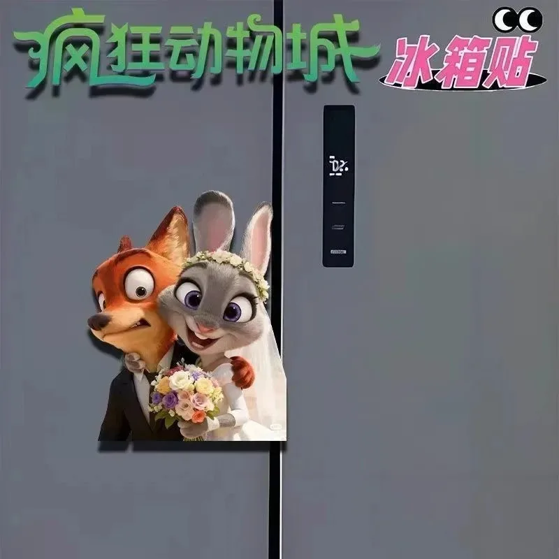 Cartoon Character Crazy Zootopia Rotating Refrigerator Sticker Officer Judith Nick Creative Home Decoration Birthday Present