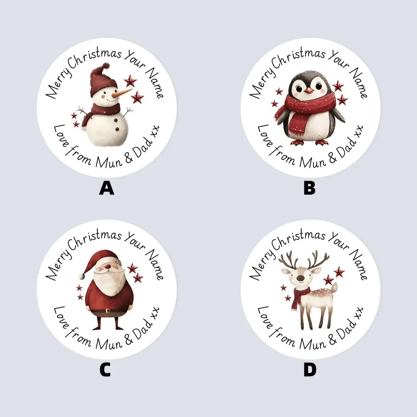 1-96Pcs Custom Stickers, Round Personalized Christmas Text Labels for DIY Handcrafters, Gift Wrapping & Holiday Box Decor view 4
