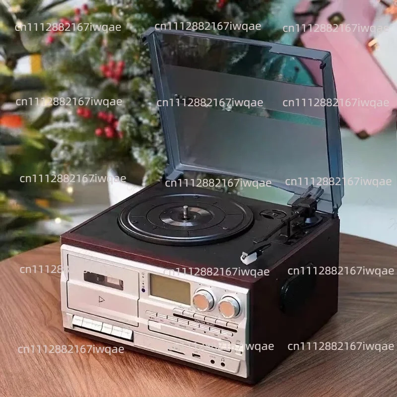 Vinyl Record Player with External Speakers, CD Player, USB SD Cassette Playback and Recording, Radio