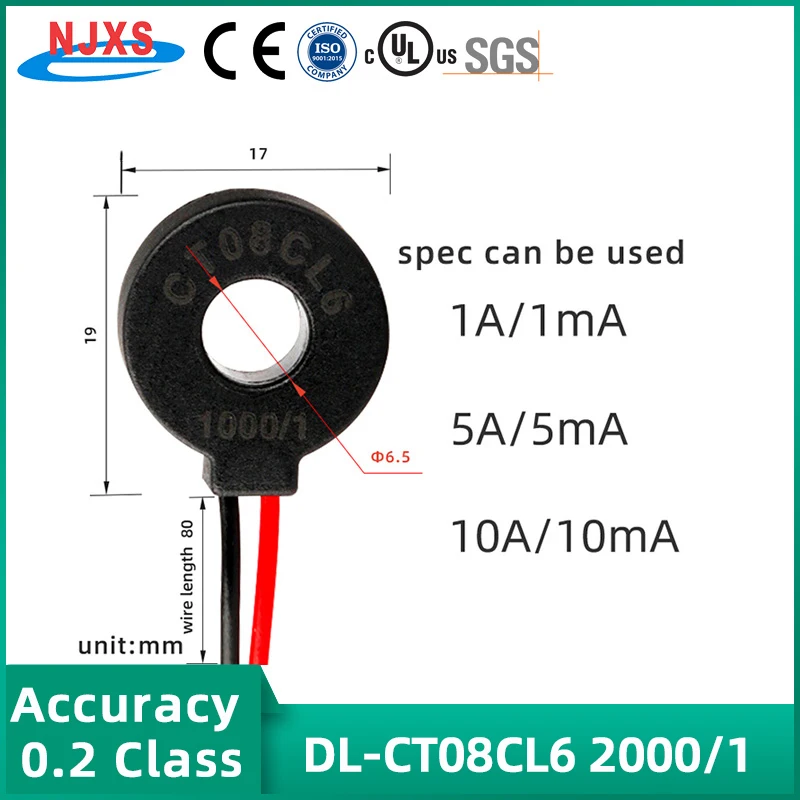 NJXS Mini trasformatore di corrente bobina di precisione CT 5A 10A 20A 30A 50A 100A 150A/ 50mA 100mA Micro cavo trasformatore toroidale AC