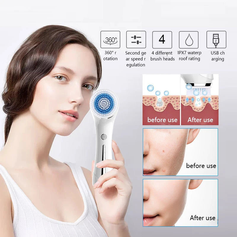 Electric Facial Cleansing Brush EMS lifting And Introduction Massager Blackhead Removal And Pore Beauty Instrument Facial Skin C