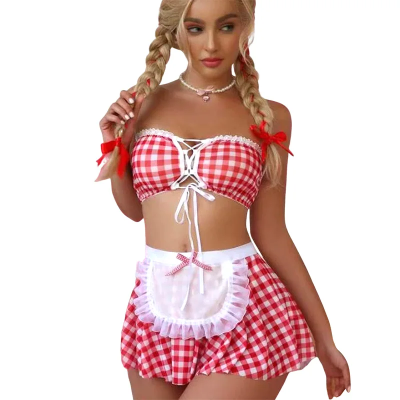 

Розовый комплект белья с кружевом в горошек: сексуальное платье-бюстье с открытыми плечами и комплект нижнего белья в клетку для женщин