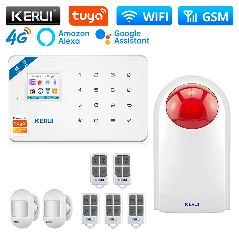 

KERUI W184 4G WIFI Alarm System Central Unit Tuya Smart Wireless GSM Alarm Motion Sensor Siren Burglar Support Alexa&Google