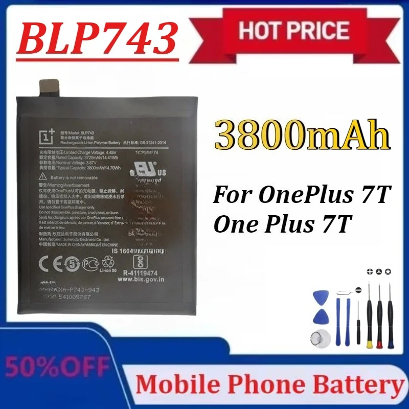 

Модернизированный сменный аккумулятор BLP743 3800 мАч для OnePlus 7T One Plus 7T, аккумуляторы для телефонов новейшего производства + инструменты