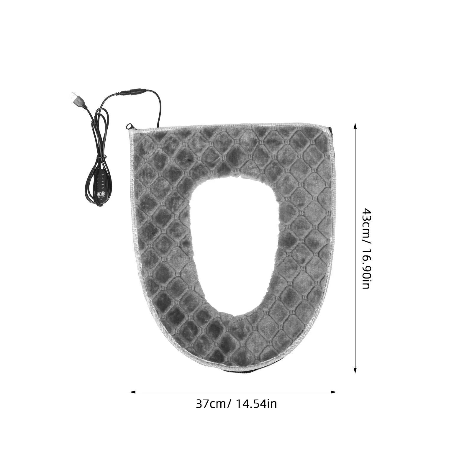 Washable Heated Toilet Seat Cover USB Powered Grid Pattern Fast Heating Soft Cushion for Home Use Toilet Warmer Comfort Winter