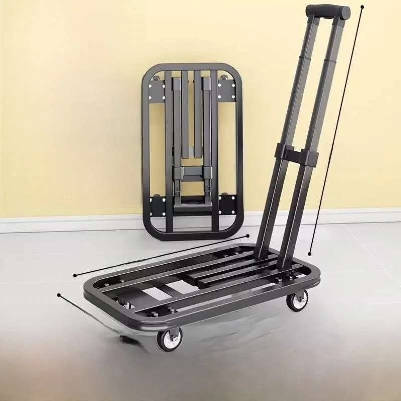 hand-pulled-shopping-cart-portable-stainless-steel-flatbed-truck-compact-moving-vehicle-household-storage-organizer
