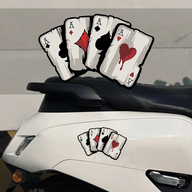 Poker Spades A Pattern Motorcycle Decals Motocross Fuel Tank Cafe Racer Body Car Windows Funny Decoration Playing Card Stickers