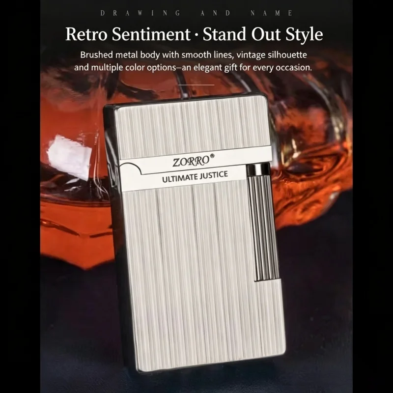 Zorro Fashionable Retro Premium Lighter of High Quality - Loud Metal Fuel Ignition Device - Holiday Birthday Gift - Outdoor Tool