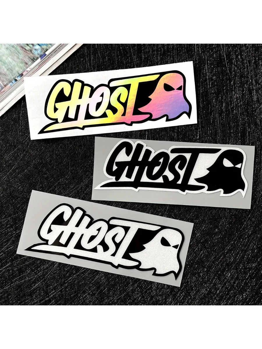AliExpress Ghost Wheel Motorcycle Stickers, Waterproof Vinyl Decals with Bold "Ghost" Design – Color Gradient