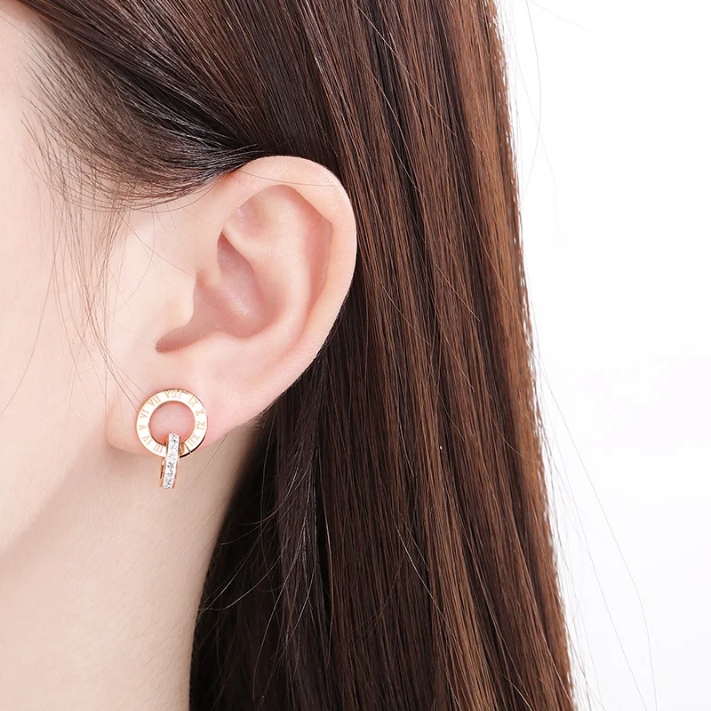 الأزياء الرومانية الأرقام الفولاذ المقاوم للصدأ الخواتم للنساء لامعة حجر الراين العصرية الذهب والفضة اللون حفل زفاف مجوهرات هدية #2