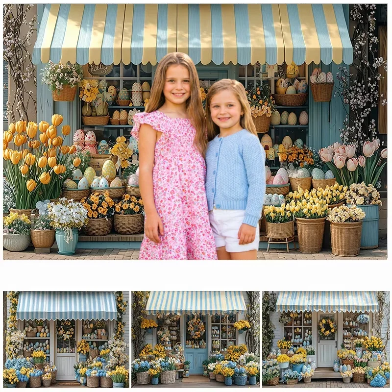 

Spring Easter Shop Photography Background Fairytale Flower Bunny Eggs Kids Birthday Portrait Decor Backdrop Photo Studio Props