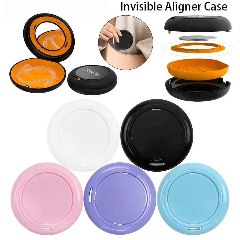 Orthodontic Retainer Box Denture Storage Case Fake Teeth Container Mouth Guard Brace Aligner Case Organizer Teeth Magnetic