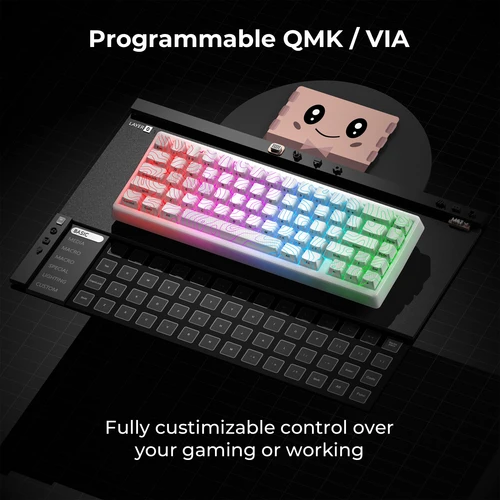 Imagen 2 del producto Teclado mecánico XVX M67 JadeStone con teclas IMD-Tech, diseño de junta intercambiable en caliente, teclado con retroiluminación RGB personalizado de tres modos