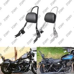 Motorcycle Rear Sissy Bar Backrest Luggage Rack Stain w/ Pad For Harley Davidson Street 500/750 2015 2016 2017 Chrome/Black