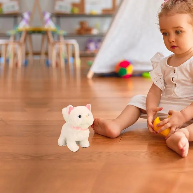 Gato de peluche interactivo realista para niños, Animal de peluche suave, forma de gatito eléctrico, juguete robótico para gatear, regalo de cumpleaños