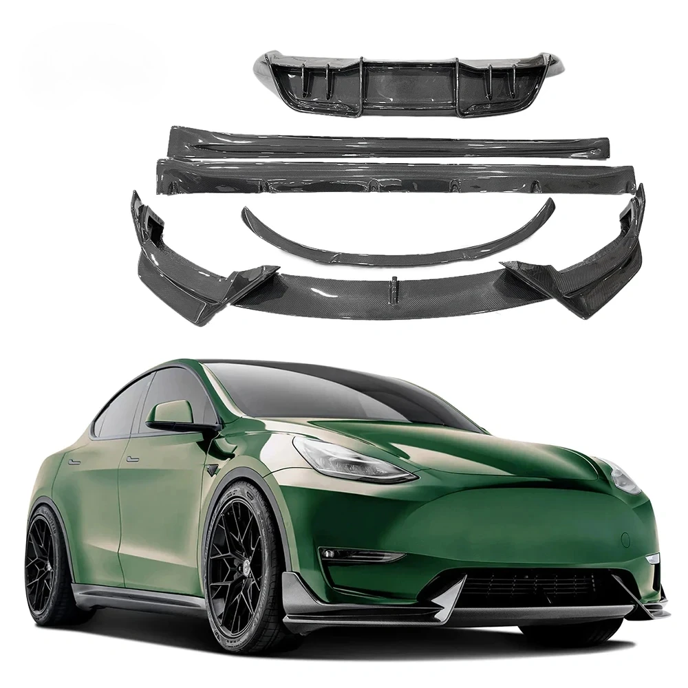 For Tesla Model Y AD Style Body Kits Carbon Fiber Front Lip Rear Diffuser Side Skirts Spoiler Bodykit