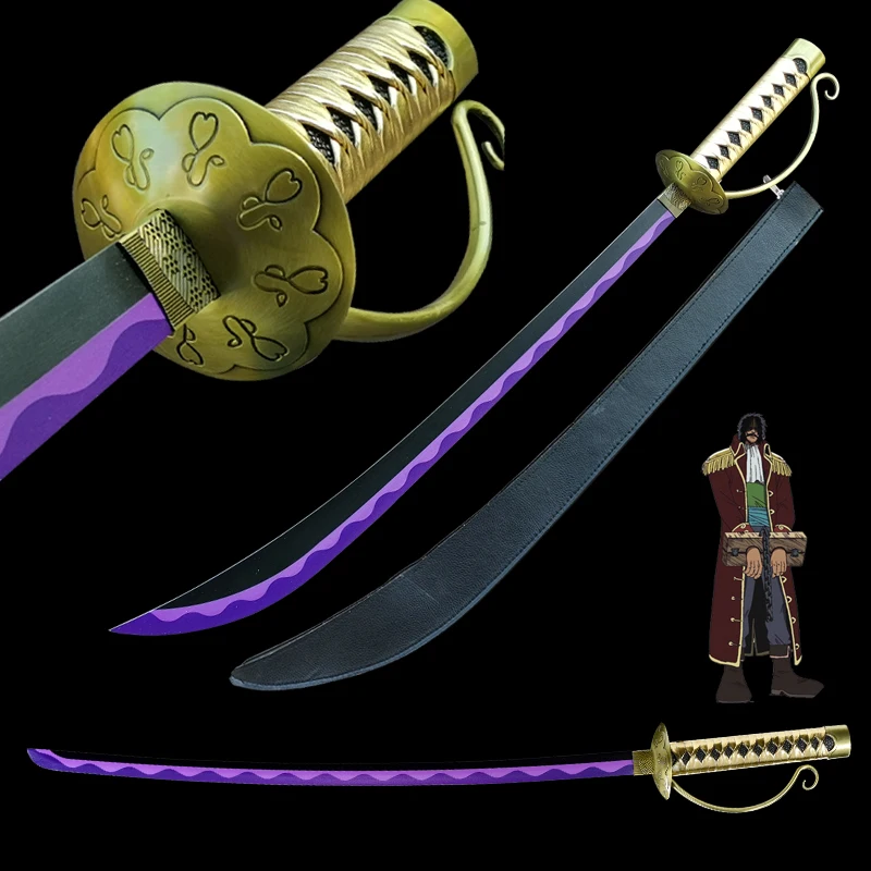 Anime One Piece Sword For Portgas·D· Ace Carbon Steel Purple Black Blade Not Sharp Swords Real Katana For Cosplay Home Decor