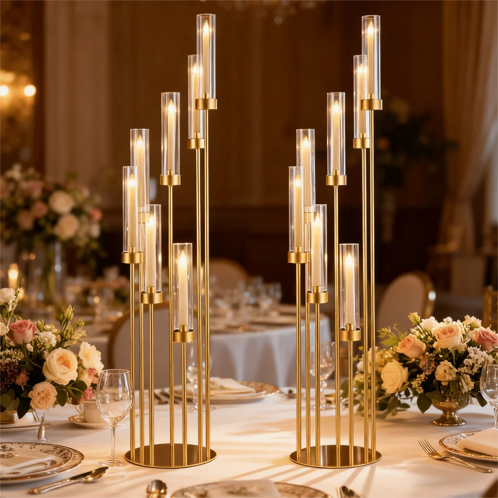 Home Decor Theme - 2 stuks 7-armige gouden kandelaars voor