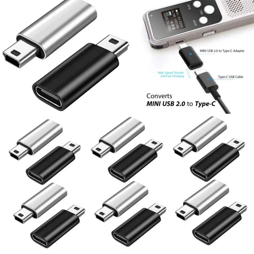 1 ~ 10 Uds Mini USB a tipo C adaptador 5 pines macho Mini USB a hembra USB tipo C conector de transferencia de datos para cámara MP3 PC