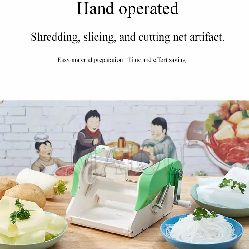 Manual Continuous Slicing Potato Machine Radish Lotus Root Potato Long Slicing Shredding Net Shape Slicing Machine
