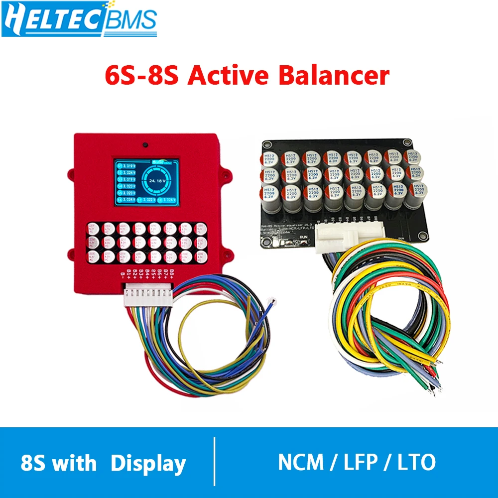 6-8S 5A Active Balancer for NCM/LFP/LTO battery Single string voltage range 1.0V-4.5V with display