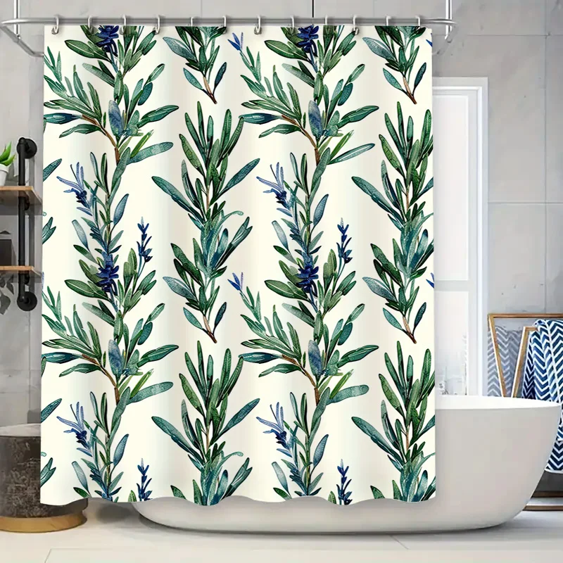 

Watercolor Greenery Bath Shower Curtain Natural Leaf Print Home Decor for Bathroom Accessories White Floral Pattern Curtains Wat