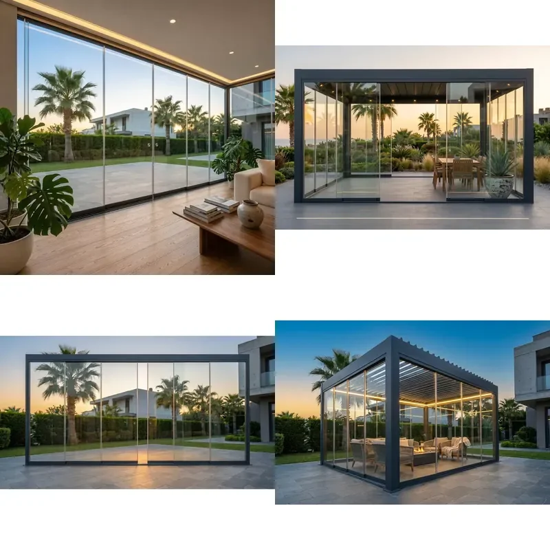 for Indoor Double Leaf Floor to Ceiling Glass Door Aluminum Alloy Frameless Windproof Partition for Kitchen Balcony Living