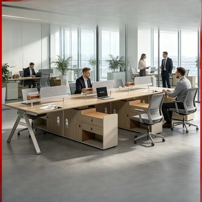for Office Desk and Chair Set Complete Staff Station Table with Cabinet Workstation for Employee Factory Direct Sale