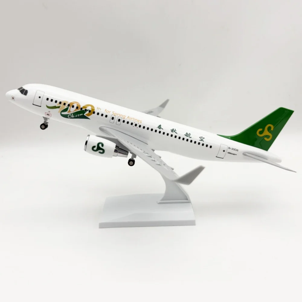 30cm 1/250 Scale Spring Airways A320 Resin Aircraft Model Diecast Airplanes With Display Stand Static Collection Gift For Adults