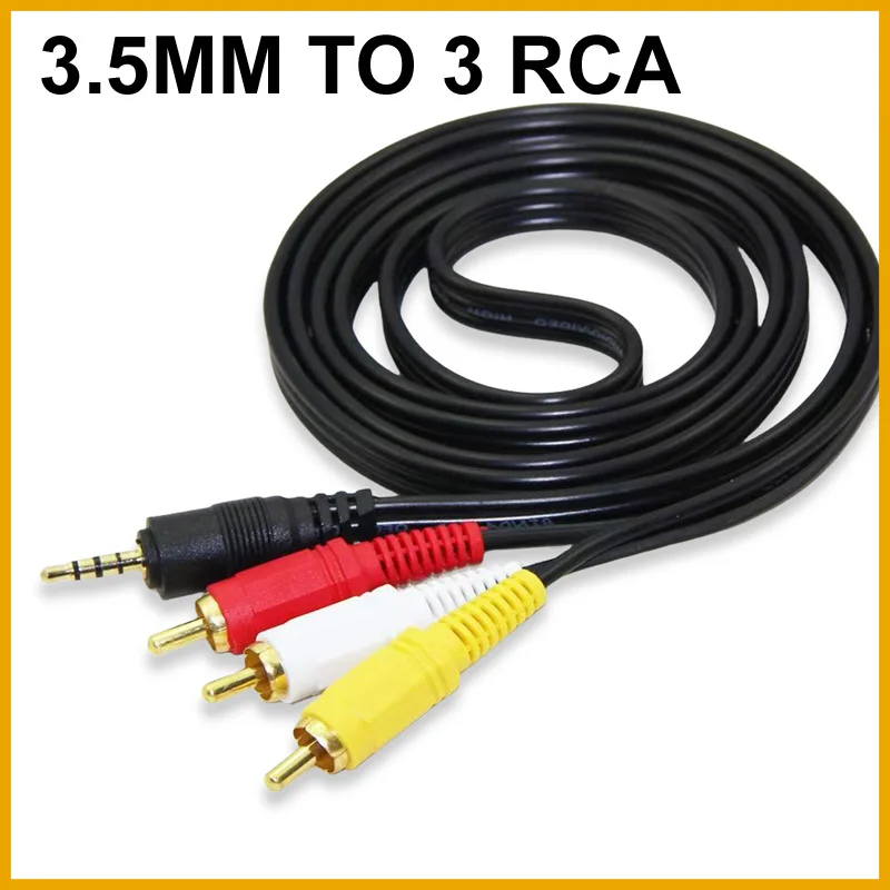 NEW 2026 3.5MM to 3 RCA Male Audio Video AV Cable Wire Cord 1M 3.5mm Jack Plug Male to 3 RCA Adapter For Speaker Laptop DVD TV