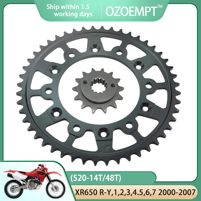 OZOEMPT（520-14T/48T）Motorcycle Front And Rear Sprockets For Hon / da XR650 R-Y,1,2,3,4.5,6,7 2000-2007 2001 2002 2003 2004 2005