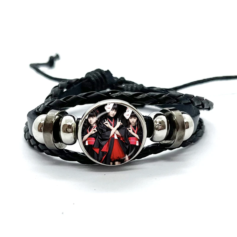 Babymetal Japanese Girl Leather Bracelets Glass Dome Multilayer Braided Bracelets Bangles Handmade Jewelry Gifts