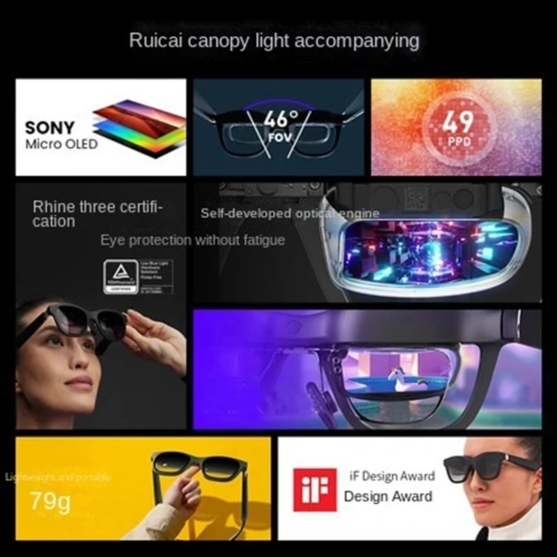 Okulary XREAL Air AR Inteligentne okulary z masywnym systemem wirtualnym 201" Micro-OLED, okulary do rzeczywistości powiększonej, zegarek, strumień