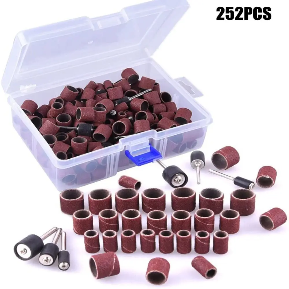 

252Pcs Set Polishing Nail Art Sanding Bands Foot Care Nail Drill Bits Nail Sand Cap Sandpaper Replacement Sanding Drums Set