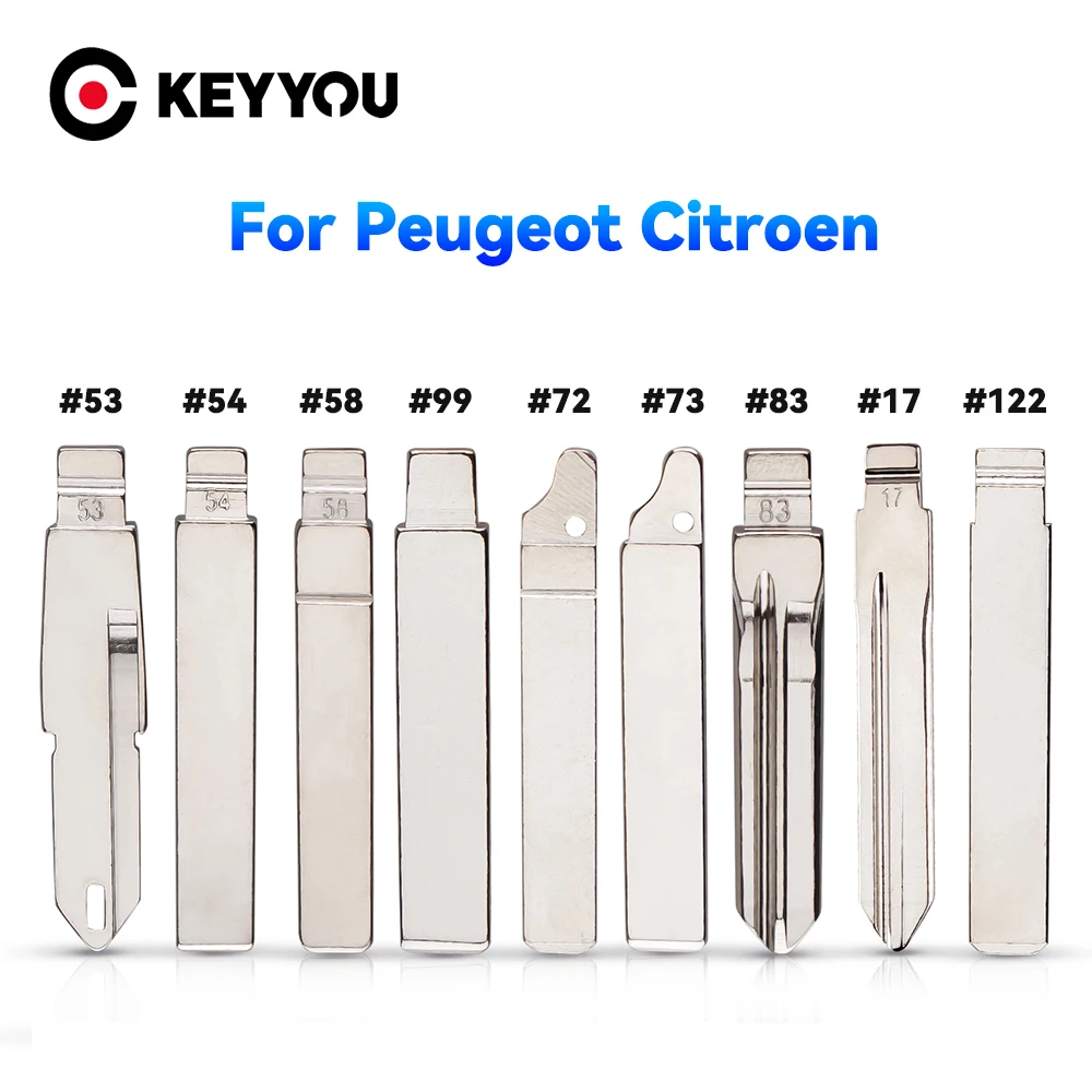 

KEYYOU VA2 HU83 NE73 # 53 # 54 # 58 # 72 # 73 # 83 # 99 # Заготовка ключа для автомобилей Peugeot 301, 307, 408, Citroen C2, C3, C4L, C5, Renault (122 шт.)