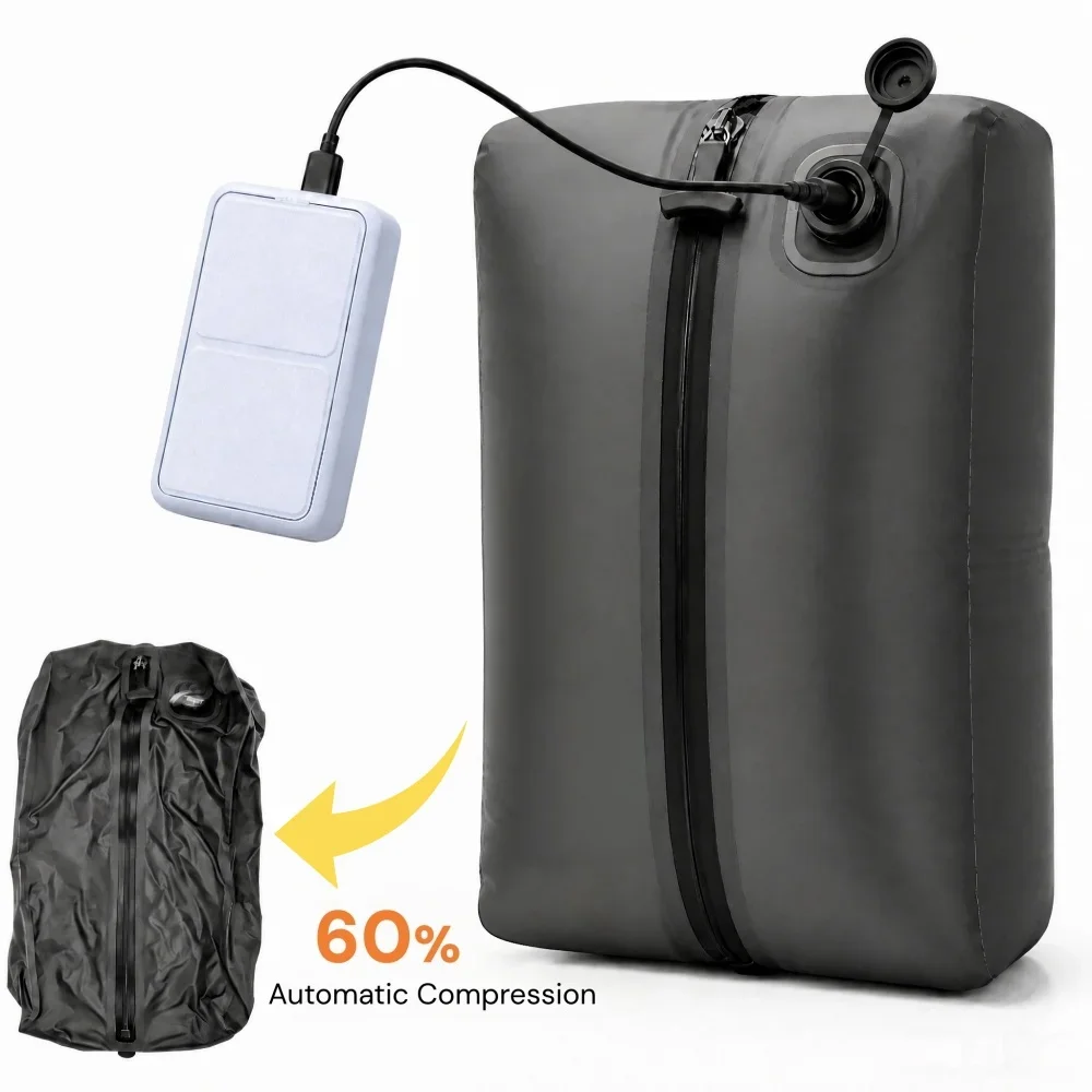 Charging Electric Vacuum Bags, Reusable Waterproof Compression Storage Bag for Travel,Space Saver for Backpack Luggage Organizer