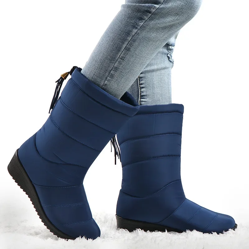 Waterproof Women\'s Snow Boots Fashion Tassel Cotton Shoes Soft Sole Ultra Light Warm Plush Ladies Plus Size Winter Footwear