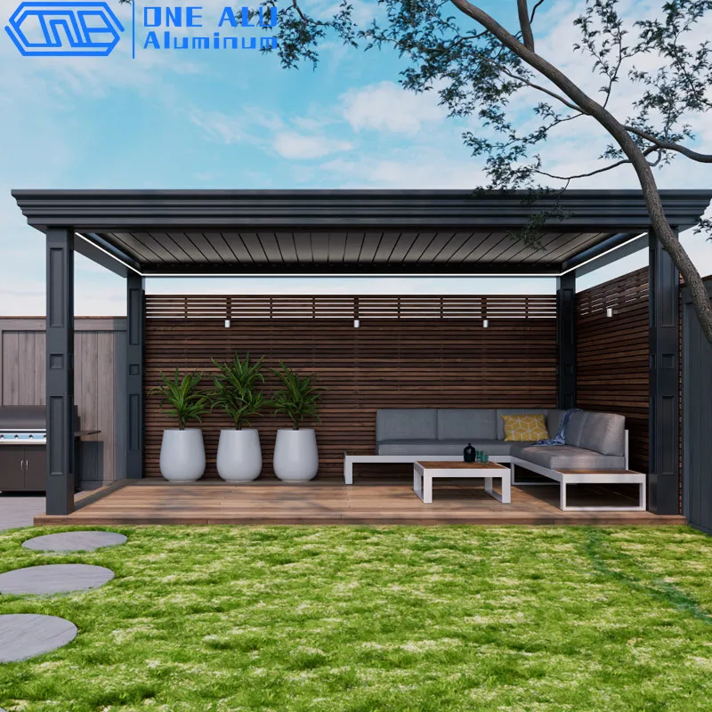 Luxurious Heavy Duty Motorized Aluminum Pergola Waterproof Louver Roof Gazebo Garden Yard Patio Backyard Outdoor Villa Privacy