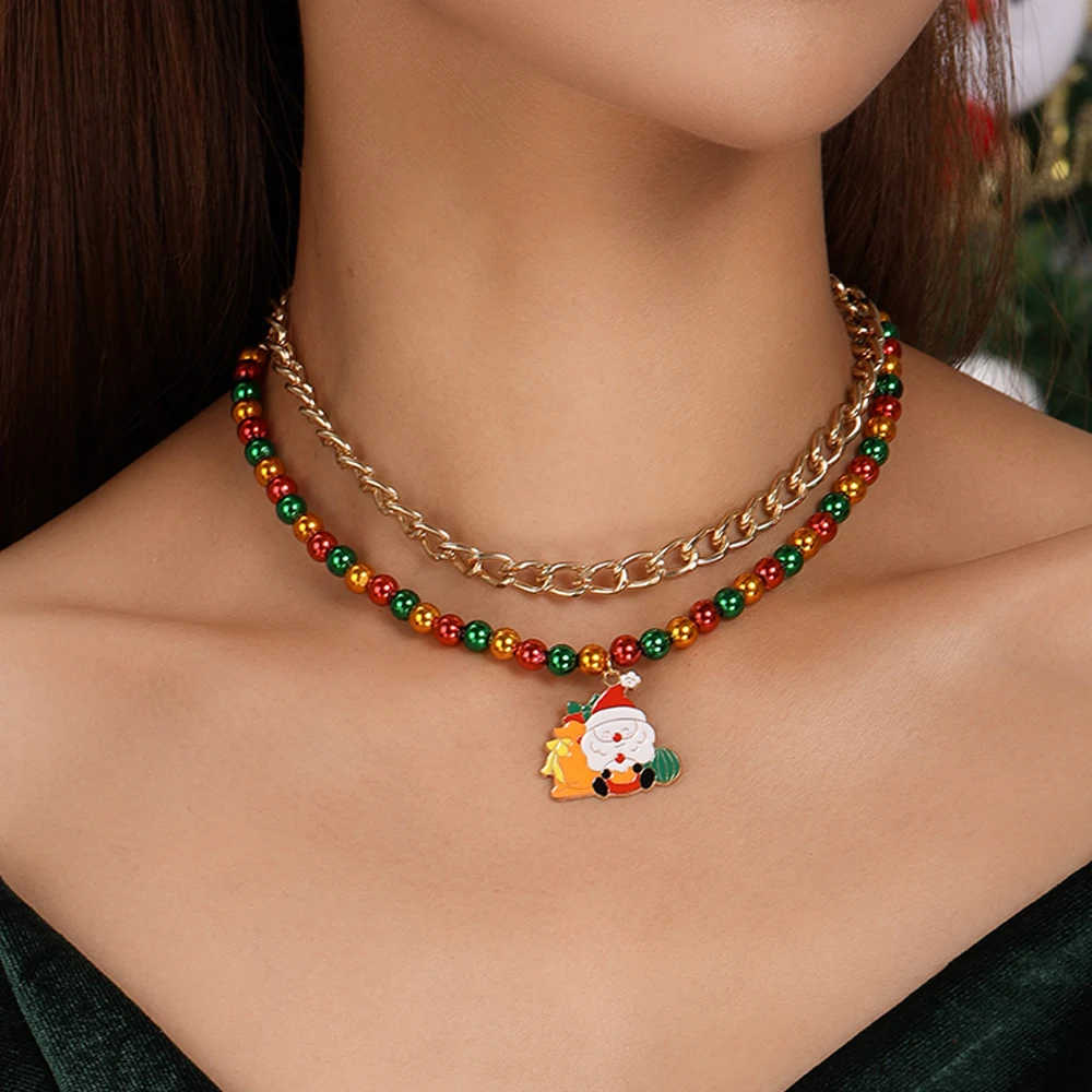 Aihua neue Mode Weihnachten Halskette für Frauen Mädchen Santa Claus Hirsch Glocke Weihnachten Stern Baum Anhänger Halskette Neujahr Geschenke – Detail 22