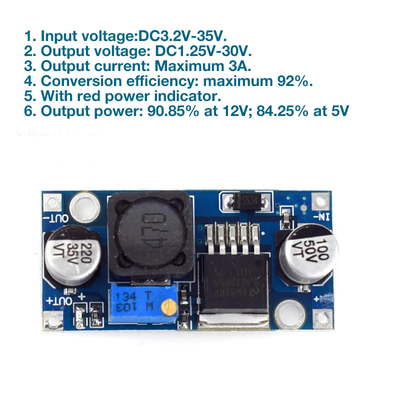 LM2596S Adjustable Buck Regulator Power Module DC-DC 3A 12V 24V to 12V 5V 3.3V