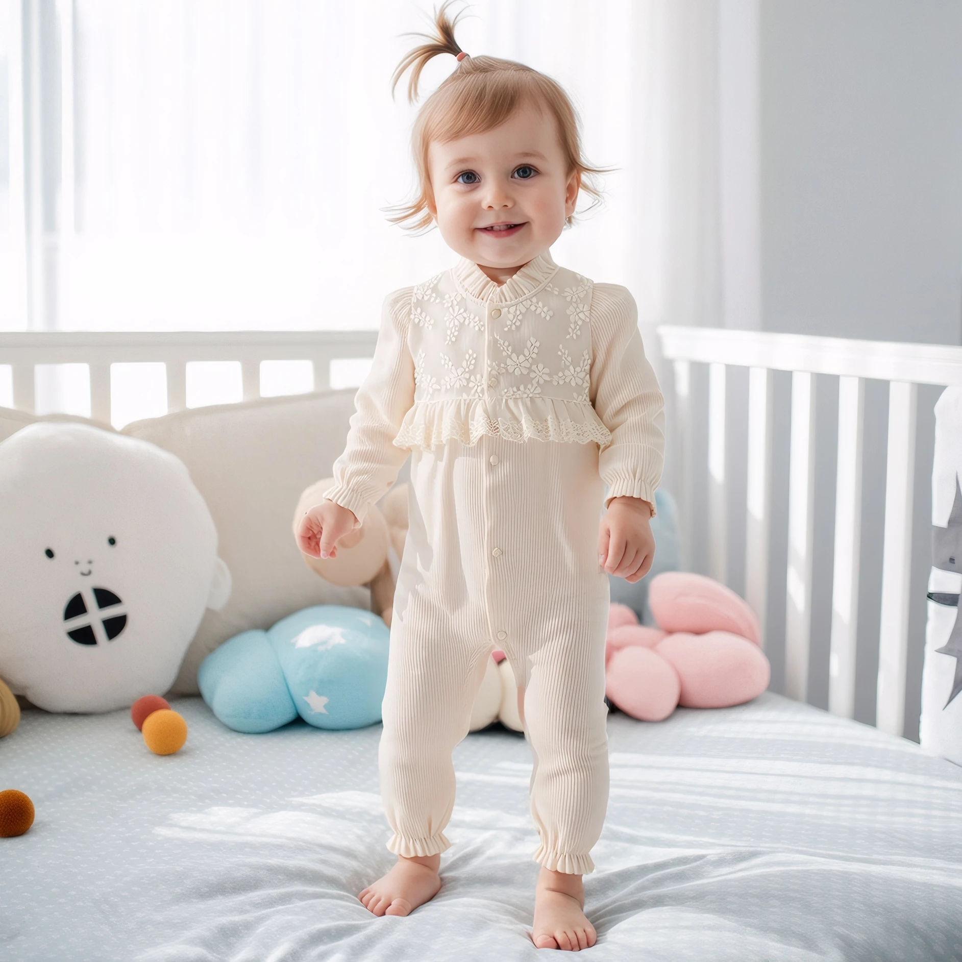 

Sanlutoz Long Sleeve Winter Baby Girls Rompers Cute Lace Thickened Warm Toddlers Clothing