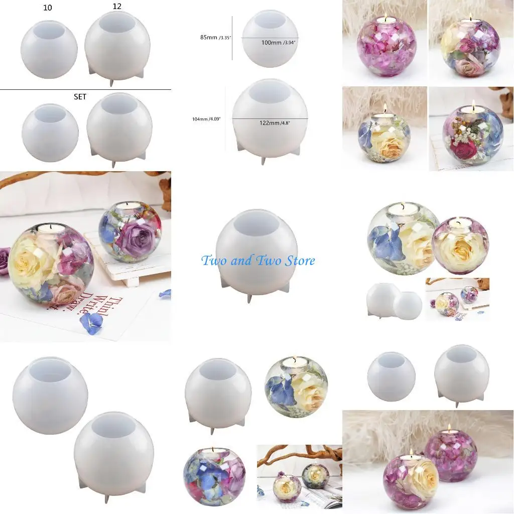 

HX6F DIY Crystal Epoxy Mould Spherical Holder Mirror Silicone Wax Holder Mould