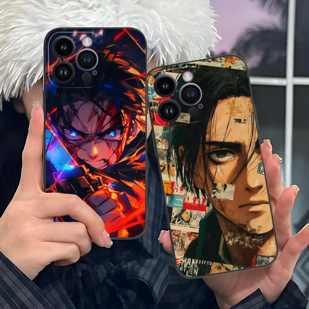 Aot eren caso de telefone celular para iphone 17 16 15 14 13 12 11 xr xs 8 7 pro max plus mini cor capa protetora luxo
