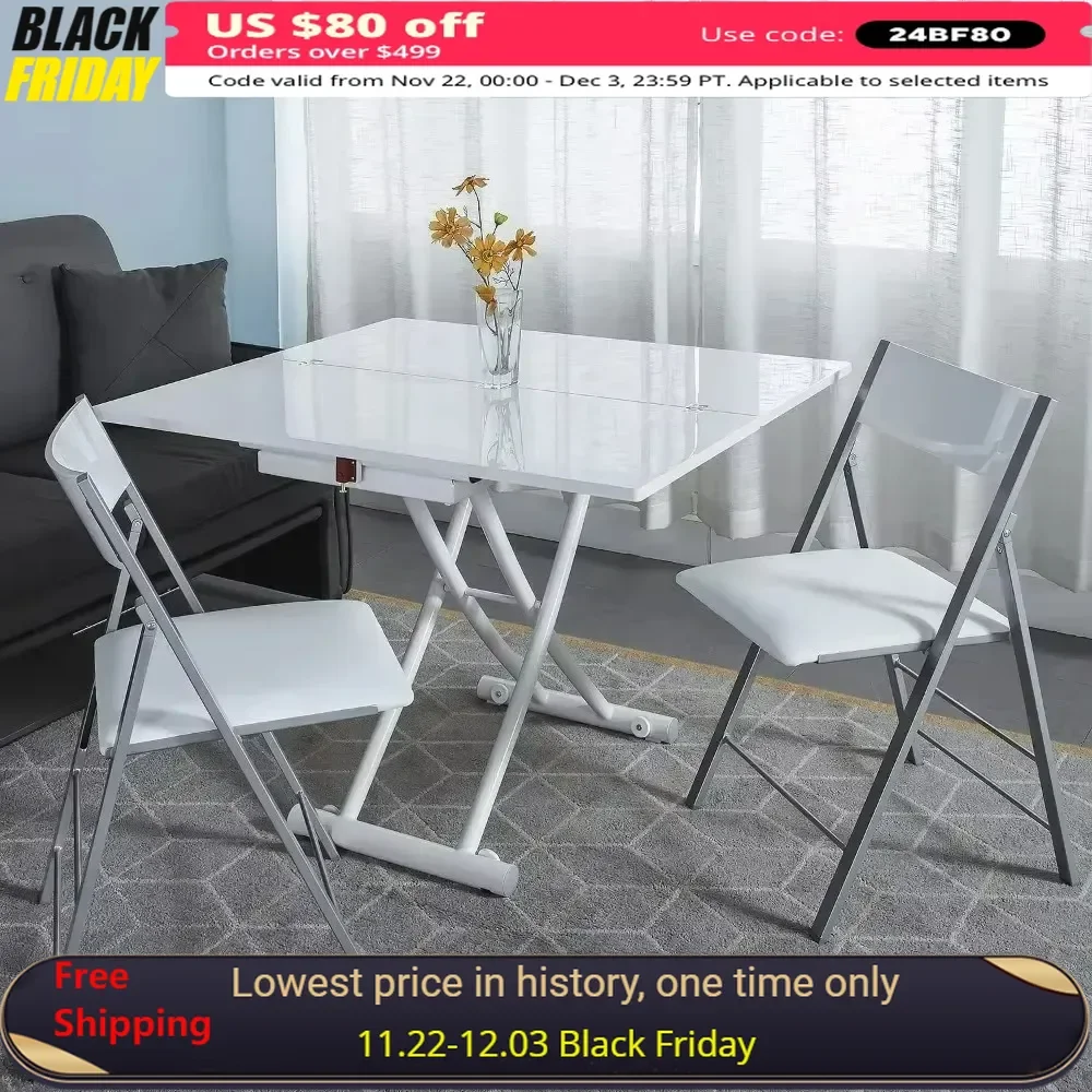 Living room dining table folding, metal lifting stand multi-functional, dinner kitchen tea table design at home wood tabletop