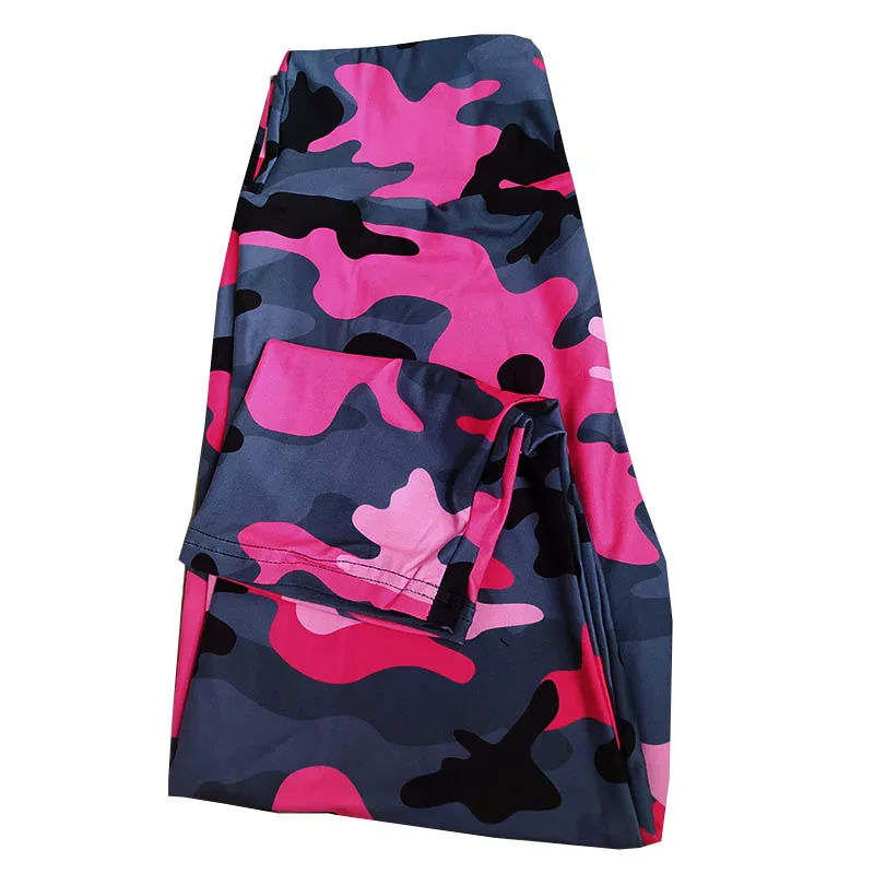 Toivotuksia verão rosa camo imprimir cintura alta capri leggings moda meados de bezerro 3/4 mais tamanho elástico leite de seda leggings