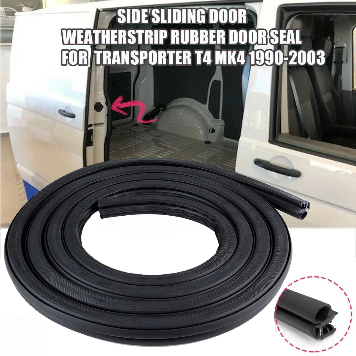 Car Side Sliding Door Seal Waterproof Rubber Seal for Transporter T4 T5 MK4 1990-2003 7D0843791F