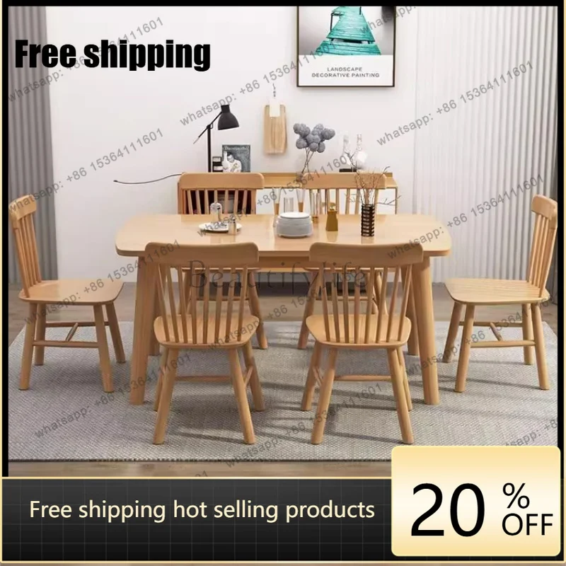 Factory Direct Modern Nordic All Solid Wood Dining Table Tables With 4 6 Chairs 100 120 130 140 150 160 Cm Table Pliante Dining