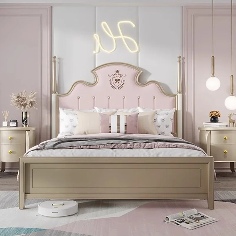 

Европейская кровать-лофт с массажным эффектом, деревянная, современная, с изголовьем, для спальни, роскошная, в стиле принцессы, двуспальная, для дома, мебель