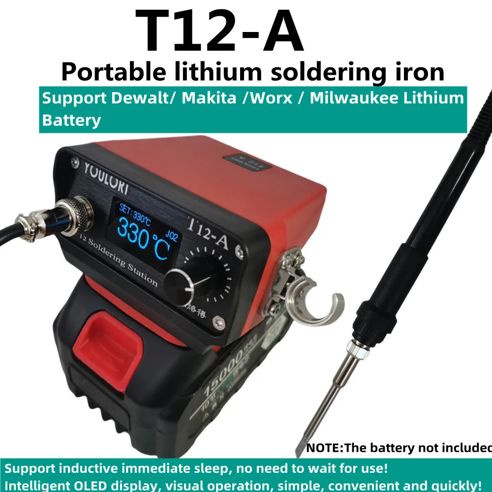 

T12-A STM32 V3 Cordless Soldering Station Solder Iron for Dewalt/Makita/Milwaukee Li-ion Battery auto sleep