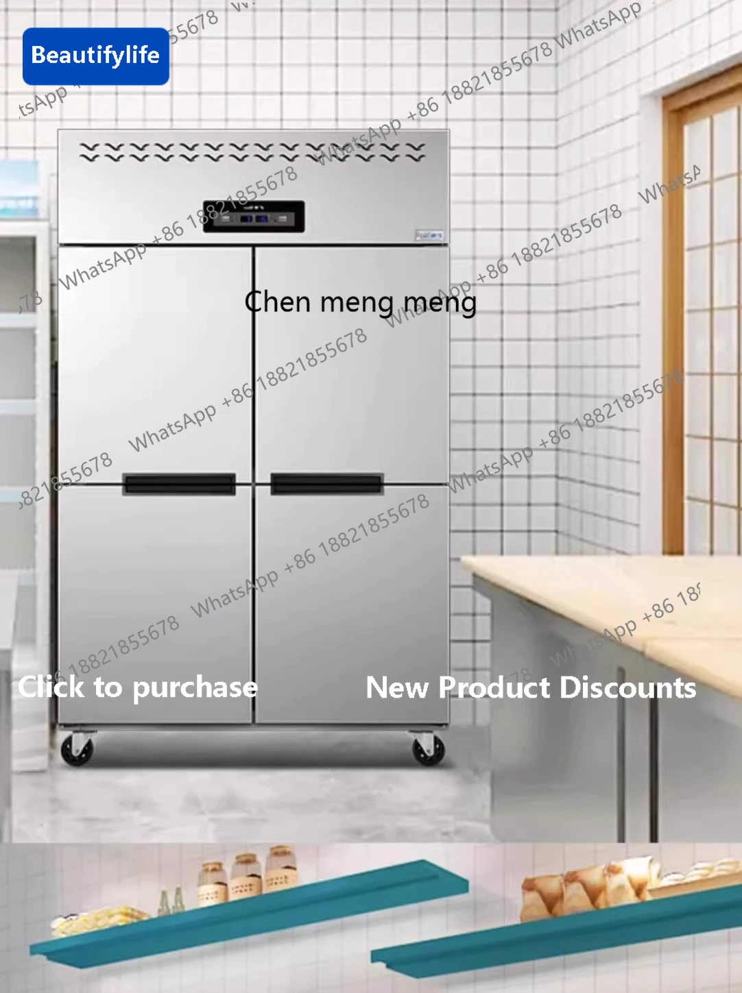 

M67 Refrigerator Commercial Double Temperature Kitchen Refrigerated Freezer Vertical Large Capacity Six Door Freezer